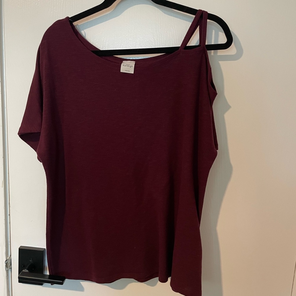 Kaileigh Burgundy Asymmetrical Blouse